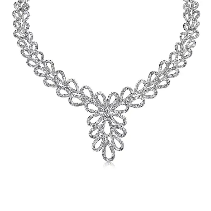 18K White Gold Diamond Necklace Set